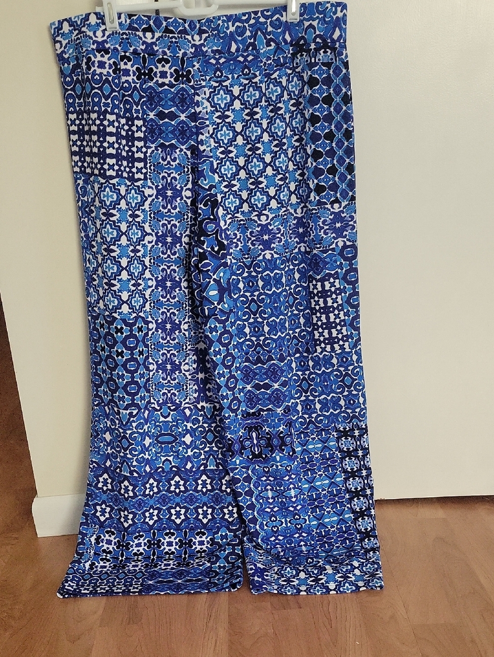 Isaac Mizrahi Blue Multi-Pattern Wide Leg Pants